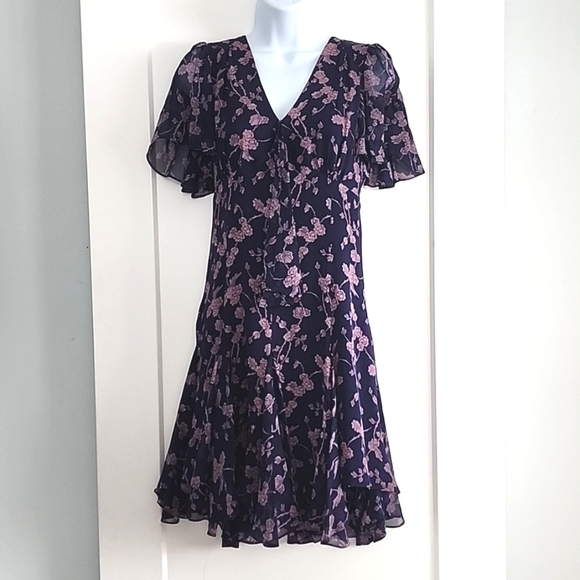 Cinq a Sept Silk Floral Ruffle Annali dress size 4 - Picture 6 of 11